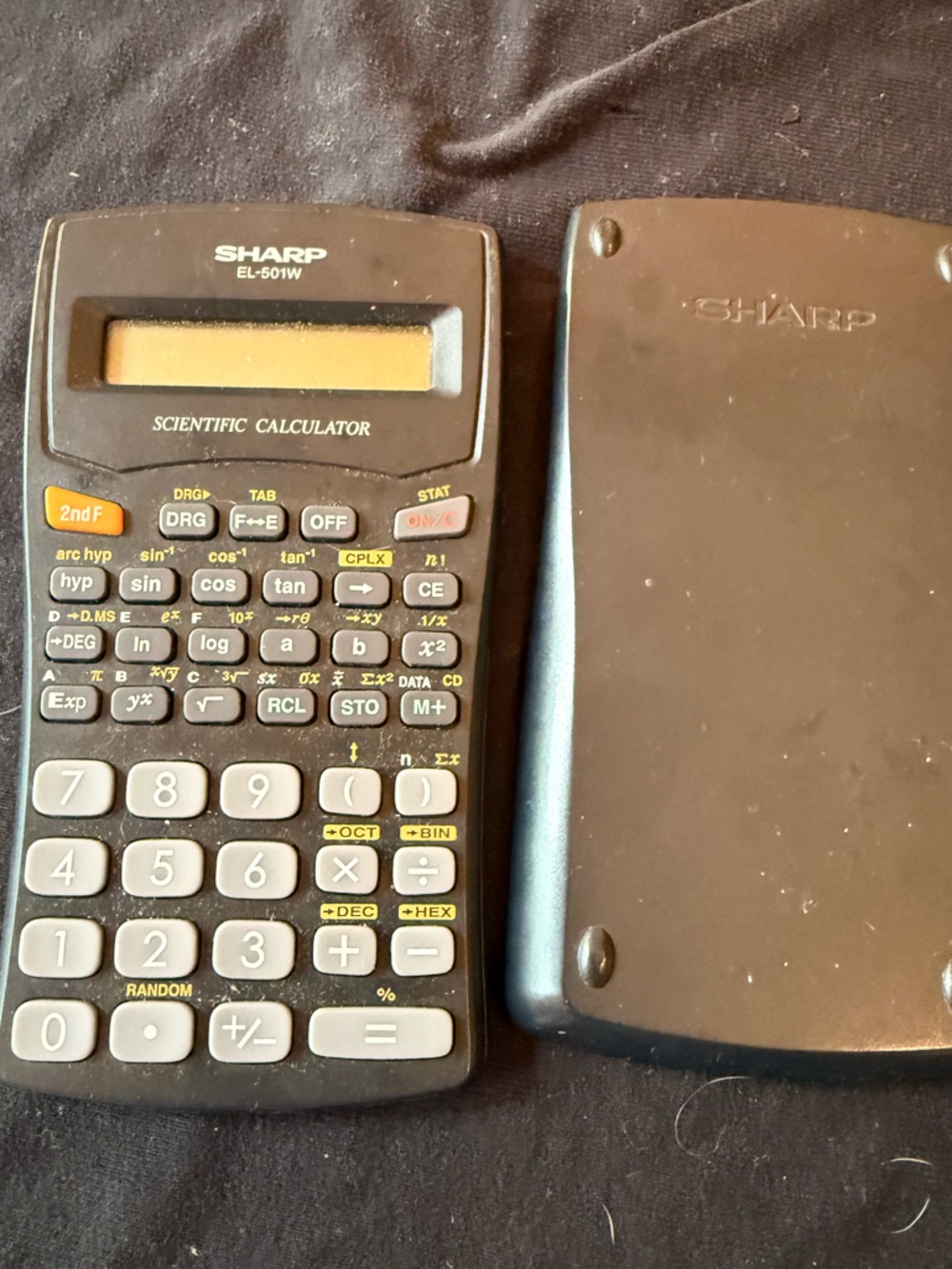 Sharp EL-501W Black Scientific Calculator with Protective Cover